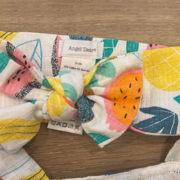 Angel Dear Girl's Tropical Fruit Muslin Ruffle Top with headband set - Picture 5 of 6